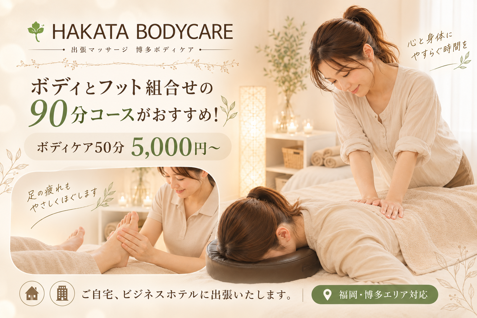 博多ボディケアのボディケアとフットケアを組み合わせた90分コース